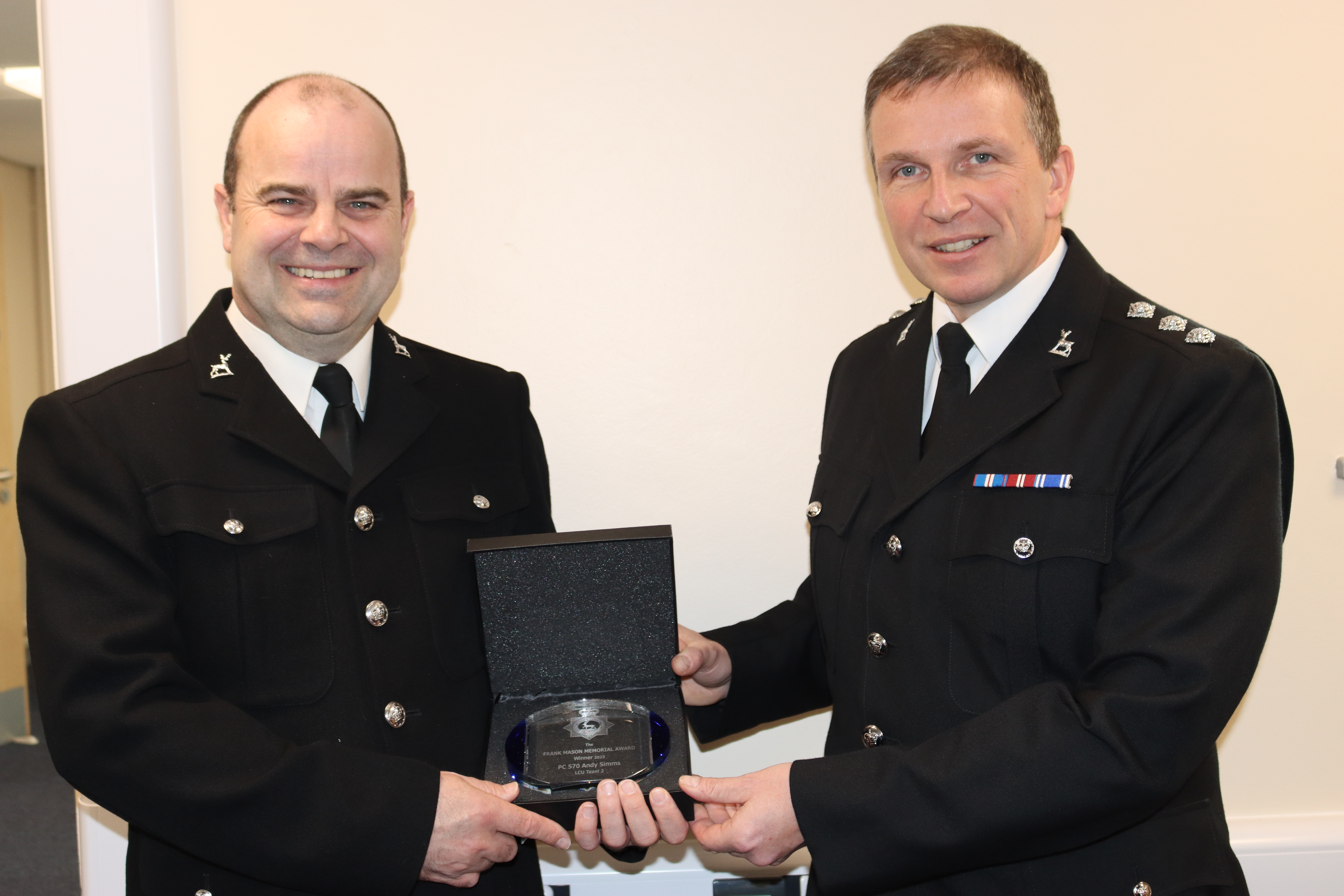 Andy Simms presented with his award