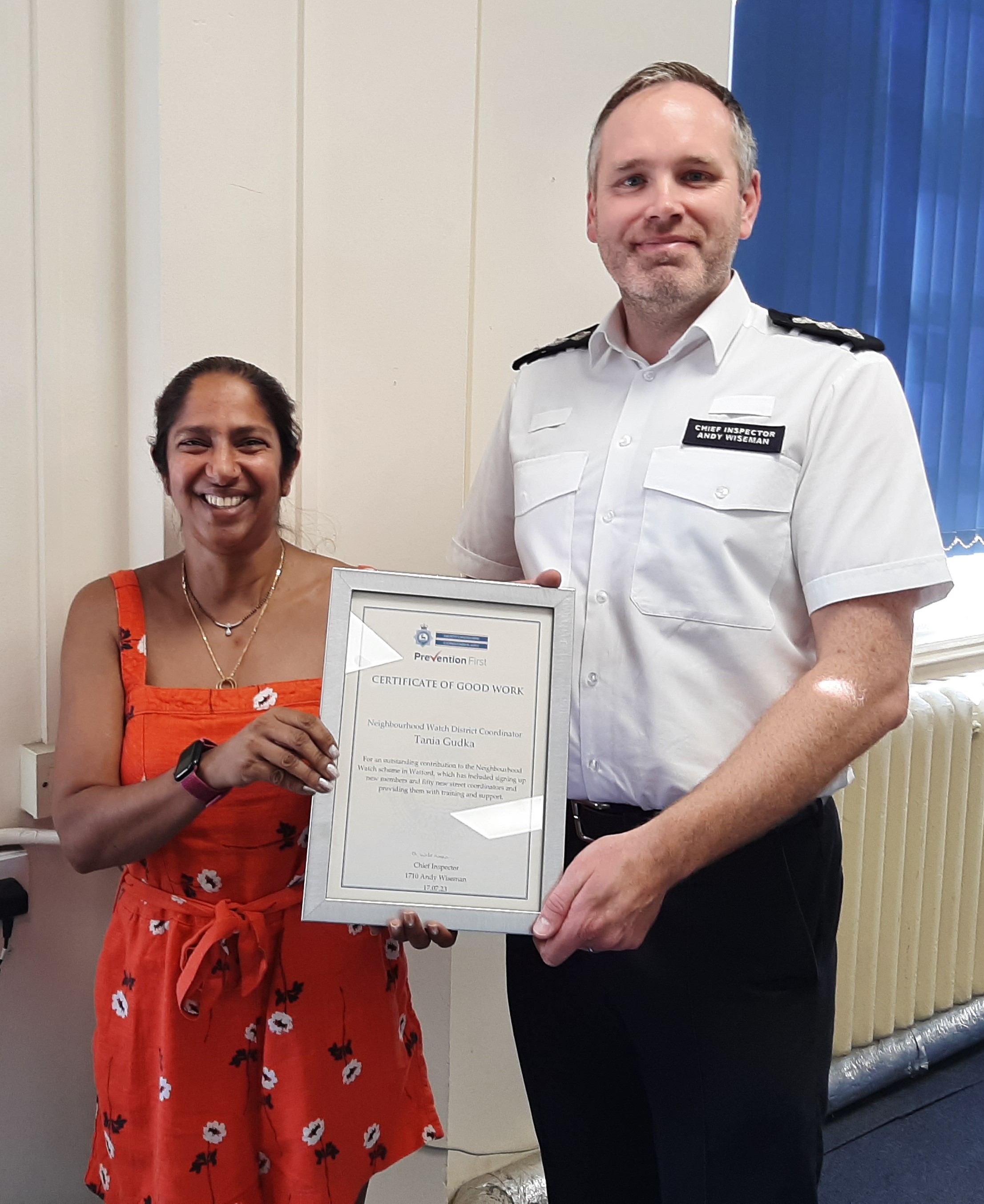 Tania Gudka, left, with Watford Chief Inspector Andy Wiseman