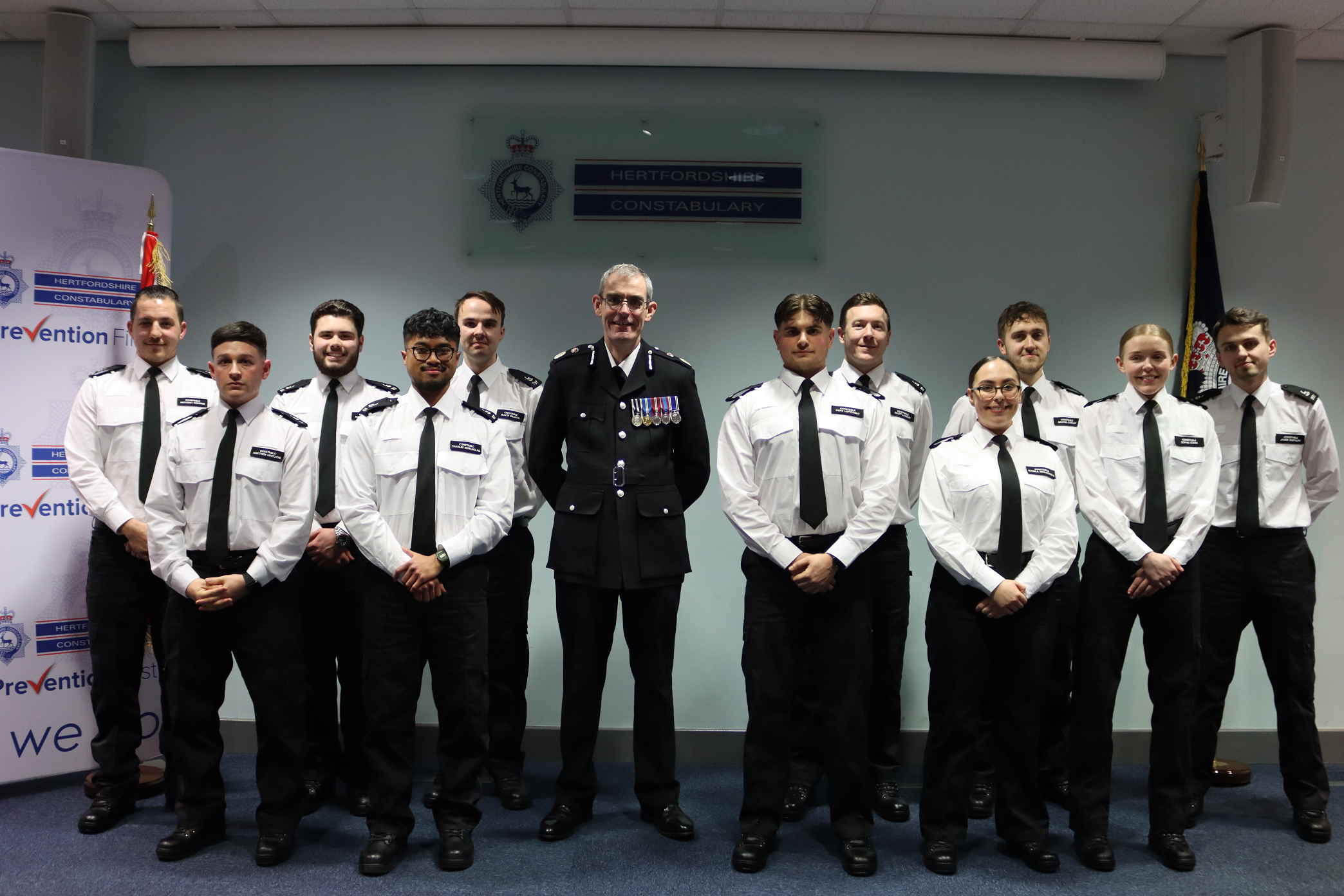 Chief Constable Charlie Hall with our new officers. 