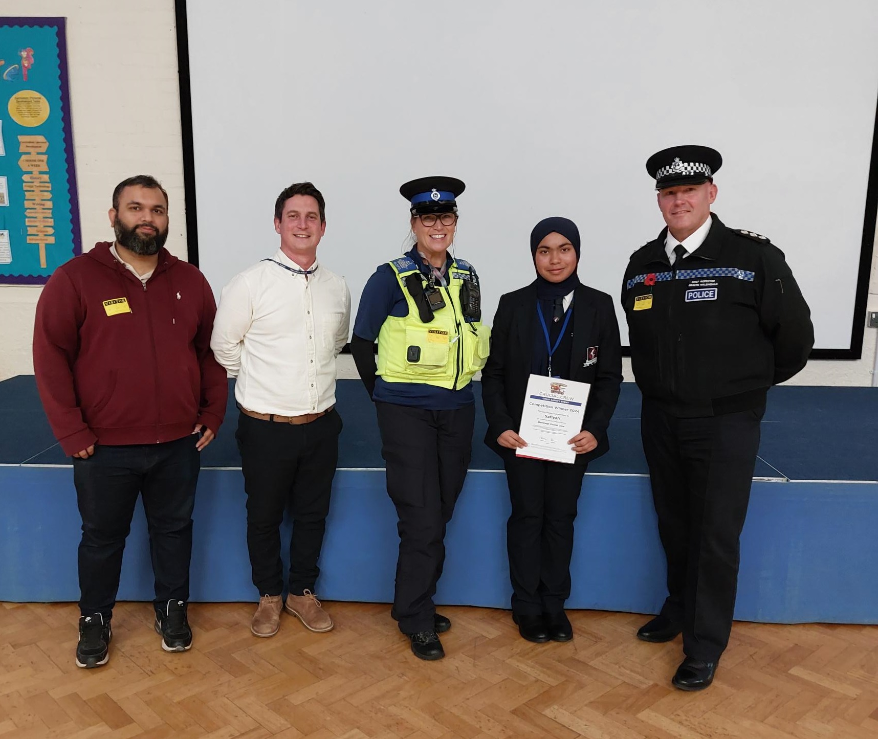 Safiyah Hashim and emergency service workers 