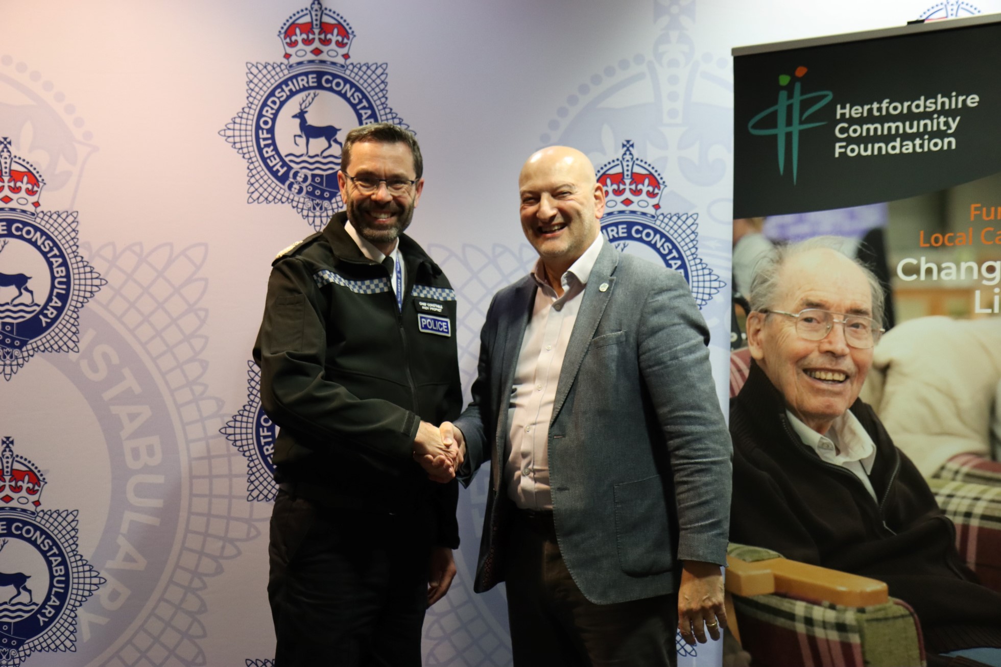 Chief Constable Andy Prophet and Paul Robin, Chief Executive Officer of Hertfordshire Community